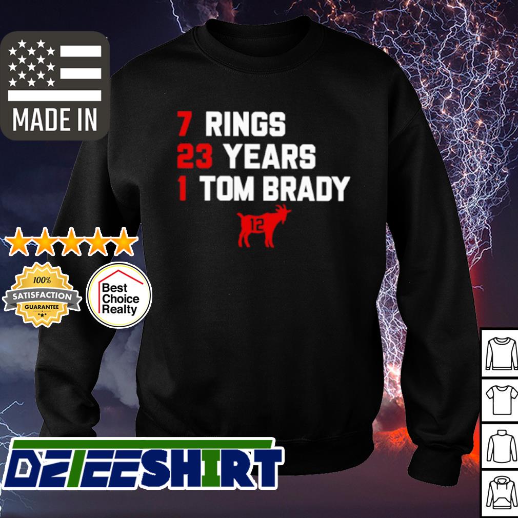 Breakingt Merch 7 Rings 23 Years 1 Tom Brady Goat List 2023 Shirt - Teebreat