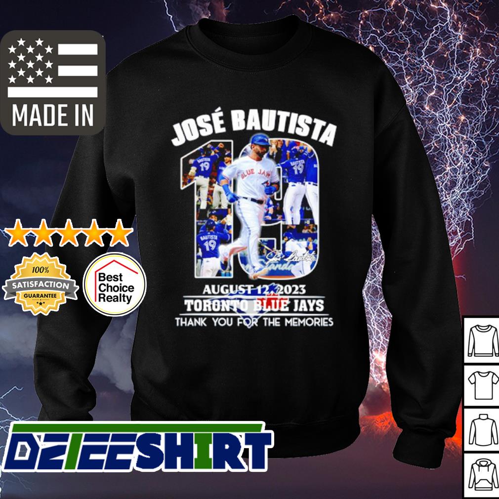 Jose Bautista August 12, 2023 Toronto Blue Jays Thank You For The Memories  Signature T-shirt,Sweater, Hoodie, And Long Sleeved, Ladies, Tank Top